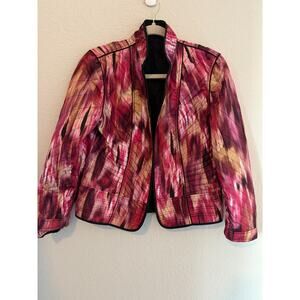 Chicos Womens Reversible Quilted Callie Hyper Pink Abstract Jacket Small 4 Sz 0